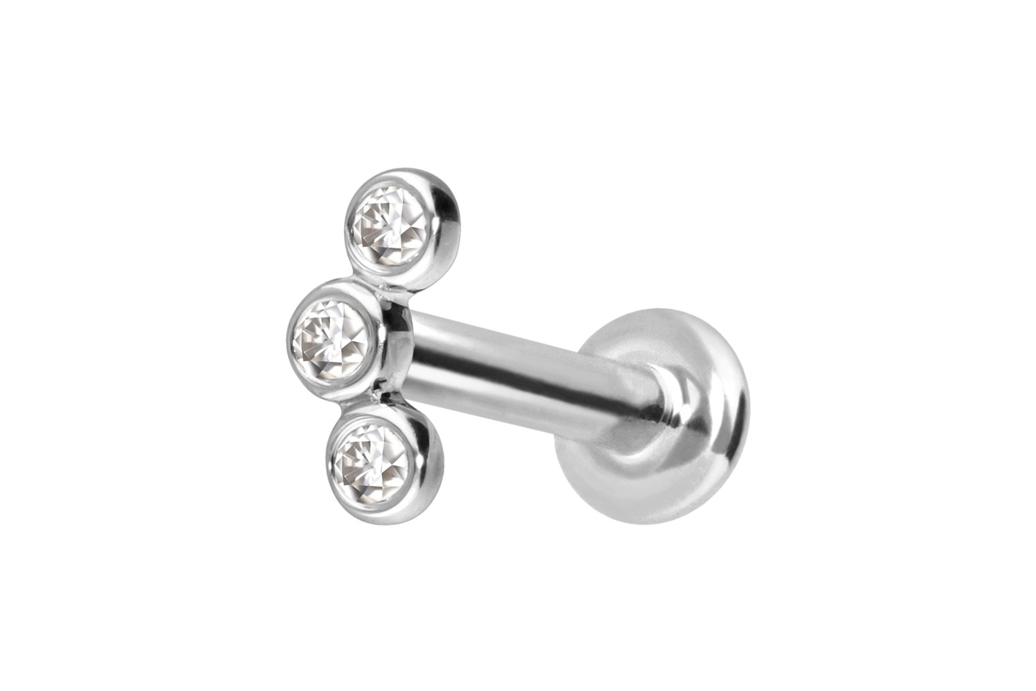 14 Karat Gold Labret Piercing mit Push Fit MOISSANIT-BOGEN